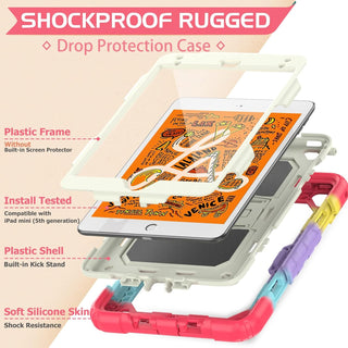 Husa Sigloo pentru iPad 9.7" (iPad 5/6, Air 2, Pro 9.7) – 3 Straturi Protectie, Suport Integrat, Ecran Protejat, Antisoc – Rosu multicolor