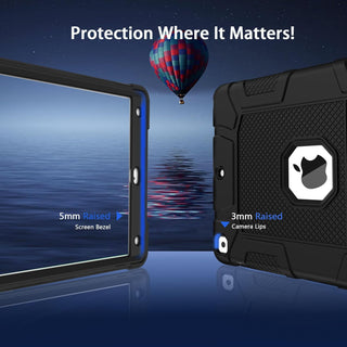 Husa Sigloo pentru iPad Air / iPad 9.7” (2017) – Antisoc si Antizgarieturi cu Suport integrat – Negru