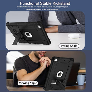 Husa Sigloo pentru iPad Air / iPad 9.7” (2017) – Antisoc si Antizgarieturi cu Suport integrat – Negru