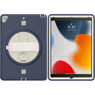 Pachet 360 pentru iPad 9.7" (iPad Air 2, iPad 5/6, iPad Pro 9.7) – Husa Sigloo cu folie inclusa, curea de umar si suport rotativ, Gri inchis
