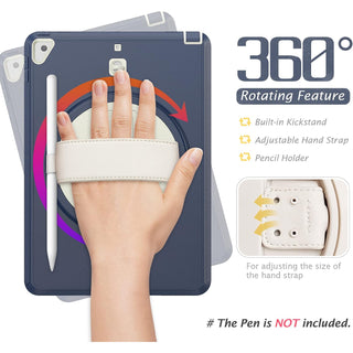 Pachet 360 pentru iPad 9.7" (iPad Air 2, iPad 5/6, iPad Pro 9.7) – Husa Sigloo cu folie inclusa, curea de umar si suport rotativ, Gri inchis