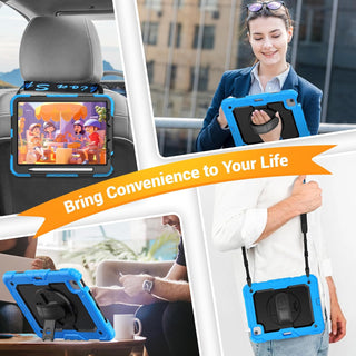 Husă Sigloo 360 pentru iPad Air 5/4 (10.9 inch), protecție robustă, suport rotativ, albastru, set complet