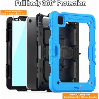 Husă Sigloo 360 pentru iPad Air 5/4 (10.9 inch), protecție robustă, suport rotativ, albastru, set complet