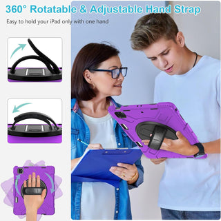 Husa Sigloo pentru iPad Air13 (2024/2025), iPad Pro 12.9'' (2020/2021/2022), Antisoc, Antipraf, cu Stand rotativ – Mov