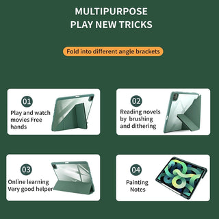 Husa Sigloo, pentru iPad Air13 (2024/2025), iPad Pro 12.9'', (2022/2021/2020/2018), interior de piele sintetica, Suport origami, spatele din policarbonat, Albastru lavanda