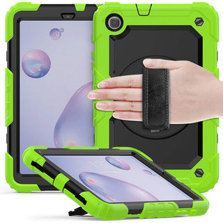 Pachet 360 pentru tableta Samsung Galaxy Tab A 8.4" 2020 (SM-T307/T307U) – husa Sigloo cu folie inclusa, curea de umar si suport rotativ, Verde