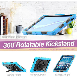 Pachet 360 Sigloo, pentru Lenovo Tab K10/Tab M10 Plus(TB-X606), 10.3", cu suport kickstand, curea de umar si folie de protectie, Albastru