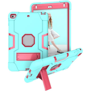 Husa Sigloo pentruiPad 9.7” ((iPad 5/6, Air 2, Pro 9.7)) – Antisoc si Antizgarieturi cu Suport integrat – Verde deschis + Roz Trandafir