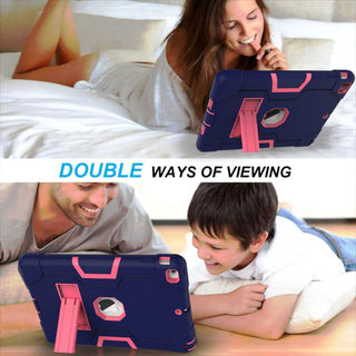 Husa Sigloo pentru iPad Air / iPad 9.7” (2017) – Antisoc si Antizgarieturi cu Suport integrat – Bleumarin + Roz Trandafir