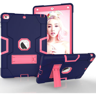 Husa Sigloo pentru iPad Air / iPad 9.7” (2017) – Antisoc si Antizgarieturi cu Suport integrat – Bleumarin + Roz Trandafir