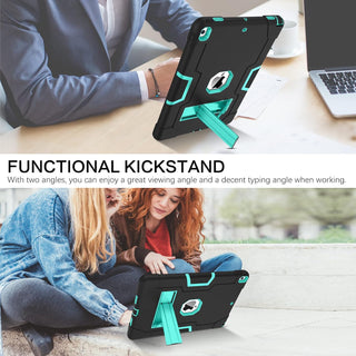 Husa Sigloo pentru iPad 9.7" (iPad 5/6, Air 2, Pro 9.7)– Antisoc si Antizgarieturi cu Suport integrat – Negru + Menta verde