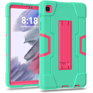 Husa Shockproof Armor pentru Samsung Galaxy Tab A7 Lite(SM-T220/T225), 8.7", Sigloo, stand Built-in, Protectie 360, Verde deschis cu roz