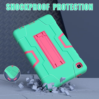 Husa Shockproof Armor pentru Samsung Galaxy Tab A7 Lite(SM-T220/T225), 8.7", Sigloo, stand Built-in, Protectie 360, Verde deschis cu roz