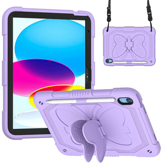 Husa Sigloo pentru iPad 9.7" (iPad 5/6, Air 2, Pro 9.7) cu Suport Aripi de Fluture, Suport Creion, Protectie Rigida Antisoc – Mov
