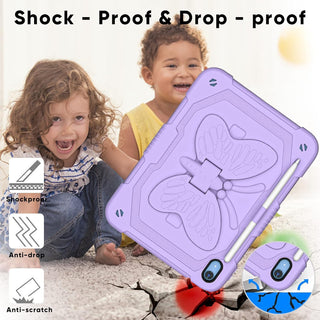 Husa Sigloo pentru iPad 9.7" (iPad 5/6, Air 2, Pro 9.7) cu Suport Aripi de Fluture, Suport Creion, Protectie Rigida Antisoc – Mov