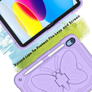 Husa Sigloo pentru iPad 9.7" (iPad 5/6, Air 2, Pro 9.7) cu Suport Aripi de Fluture, Suport Creion, Protectie Rigida Antisoc – Mov