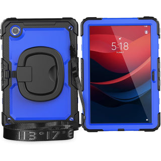 Husa Shockproof Armor pentru Samsung Galaxy Tab A7 Lite(SM-T220/T225), 8.7", Sigloo, Curea Umar, Protectie 360, Negru cu albastru inchis