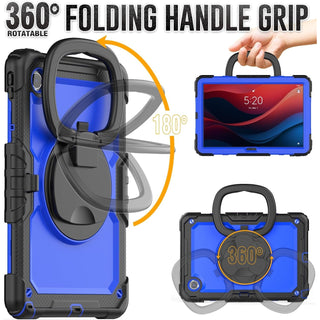 Husa Shockproof Armor pentru Samsung Galaxy Tab A7 Lite(SM-T220/T225), 8.7", Sigloo, Curea Umar, Protectie 360, Negru cu albastru inchis