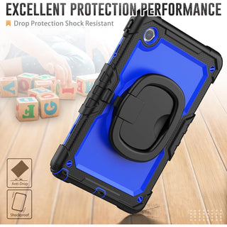 Husa Shockproof Armor pentru Samsung Galaxy Tab A7 Lite(SM-T220/T225), 8.7", Sigloo, Curea Umar, Protectie 360, Negru cu albastru inchis