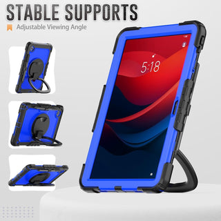 Husa Shockproof Armor pentru Samsung Galaxy Tab A7 Lite(SM-T220/T225), 8.7", Sigloo, Curea Umar, Protectie 360, Negru cu albastru inchis