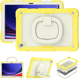 Husa Shockproof Armor pentru Samsung Galaxy Tab A8 (X200/X205), 10.5", Sigloo, stand Built-in, Protectie 360, Alb Galben