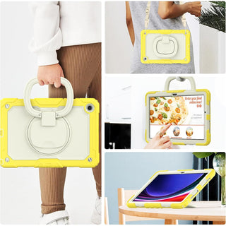 Husa Shockproof Armor pentru Samsung Galaxy Tab A8 (X200/X205), 10.5", Sigloo, stand Built-in, Protectie 360, Alb Galben
