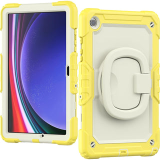Husa Shockproof Armor pentru Samsung Galaxy Tab A8 (X200/X205), 10.5", Sigloo, stand Built-in, Protectie 360, Alb Galben