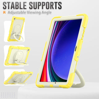 Husa Shockproof Armor pentru Samsung Galaxy Tab A8 (X200/X205), 10.5", Sigloo, stand Built-in, Protectie 360, Alb Galben