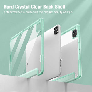 Husa premium tableta Apple iPad Air 11" (2024), Sigloo, interior imitatie piele, suport Smart Pen, spate din PC transparent, rezista la socuri, Verde deschis