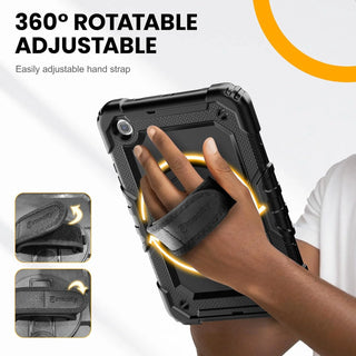 Pachet 360 pentru tableta Samsung Galaxy Tab A 8.4" 2020 (SM-T307/T307U) – husa Sigloo cu folie inclusa, curea de umar si suport rotativ, Negru
