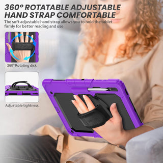 Pachet 360° Sigloo pentru pentru Samsung Galaxy Tab S10 Ultra, S9 Ultra, S8 Ultra, 14.6", Husa Shockproof Armor cu Folie integrata, Mov