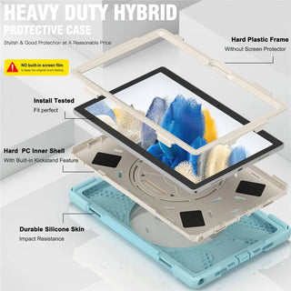 Husa Shockproof Armor pentru Samsung Galaxy Tab A7 (SM-T500/T505/T507), 10.4", Sigloo, stand Built-in, Protectie 360, Curea de umar, Bleu