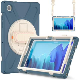 Husa Shockproof Armor pentru Samsung Galaxy Tab A7 (SM-T500/T505/T507), 10.4", Sigloo, stand Built-in, Protectie 360, Albastru cu Crem