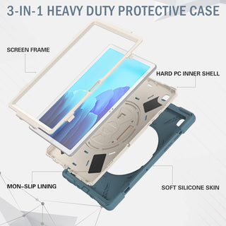 Husa Shockproof Armor pentru Samsung Galaxy Tab A7 (SM-T500/T505/T507), 10.4", Sigloo, stand Built-in, Protectie 360, Albastru cu Crem