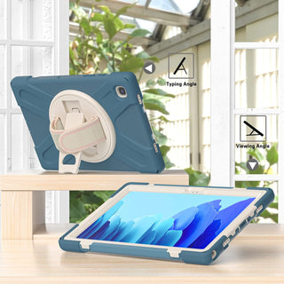 Husa Shockproof Armor pentru Samsung Galaxy Tab A7 (SM-T500/T505/T507), 10.4", Sigloo, stand Built-in, Protectie 360, Albastru cu Crem