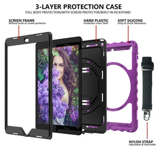 Husa Sigloo, pentru tableta Apple iPad 9th/8th/7th Gen (2021/2020/2019) - Protectie completa, stand, curea umar, suport pen, Violet