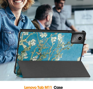 Husa Slim Sigloo, Smart Cover, Trifold, pentru Lenovo Tab M11 2024 (TB-330FU/TB-330XU/TB-331FC), 11", Cires Inflorit