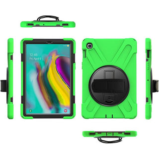 Husa Sigloo, pentru tableta Apple Ipad gen 9/8/7, 10.2 inch, Hybrid 3in1 Rugged Built-in Kickstand 360 ° Stand rotativ, curea de mana, Corner Shockproof, Verde Aprins