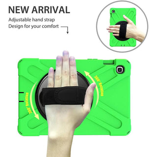 Husa Sigloo, pentru tableta Apple Ipad gen 9/8/7, 10.2 inch, Hybrid 3in1 Rugged Built-in Kickstand 360 ° Stand rotativ, curea de mana, Corner Shockproof, Verde Aprins