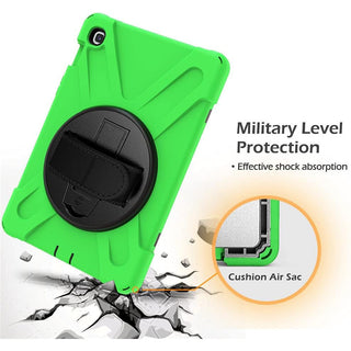 Husa Sigloo, pentru tableta Apple Ipad gen 9/8/7, 10.2 inch, Hybrid 3in1 Rugged Built-in Kickstand 360 ° Stand rotativ, curea de mana, Corner Shockproof, Verde Aprins