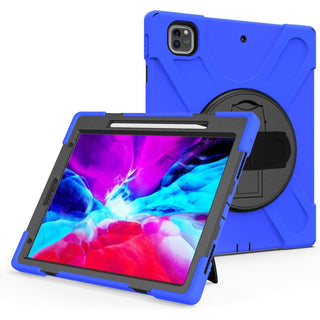 Husa Sigloo pentru iPad Air13 (2024/2025), iPad Pro 12.9'' (2020/2021/2022), Antisoc, Antipraf, cu Stand rotativ – albastru