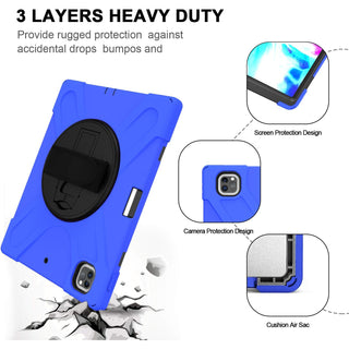 Husa Sigloo pentru iPad Air13 (2024/2025), iPad Pro 12.9'' (2020/2021/2022), Antisoc, Antipraf, cu Stand rotativ – albastru