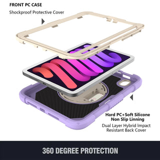 Husa de Protectie pentru iPad Air 11/ Air5, Antisoc, Suport 360°, Suport SmartPEN, Carcasa Robusta, Stand Rotativ, Copii & Adulti, Mov Deschis