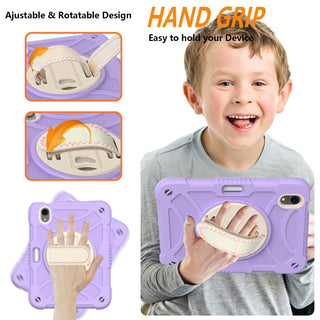 Husa de Protectie pentru iPad Air 11/ Air5, Antisoc, Suport 360°, Suport SmartPEN, Carcasa Robusta, Stand Rotativ, Copii & Adulti, Mov Deschis