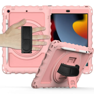 Husa Sigloo, pentru tableta Apple iPad 9th/8th/7th Gen (2021/2020/2019) - Protectie completa, stand, curea umar, suport pen, Roz