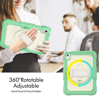 Pachet complet 360ø Sigloo: Hus? Shockproof Armor + Folie integrat? pentru Apple iPad 9th/8th/7th Gen (2021/2020/2019), 10.2", cu stand rotativ, suport creion, curea umar,Verde fistic