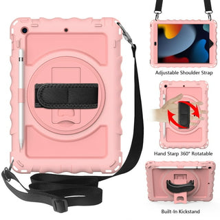 Husa Sigloo, pentru tableta Apple iPad 9th/8th/7th Gen (2021/2020/2019) - Protectie completa, stand, curea umar, suport pen, Roz