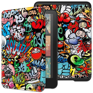 Husa Kindle Paperwhite 2024 (12th gen) "7", Signature Edition, 7" sau Kindle Colorsoft Signature Edition 7", Sigloo, Slim, functie sleep/wake-up, Graffiti