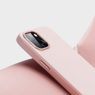 Husa pentru Apple iPhone 14 Plus, Dux Ducis Grit, culoare Roz, eleganta, din piele sintetica si interior de micro-fibra, MagSAfe