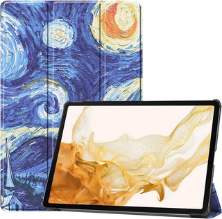 Husa Slim pentru Samsung Galaxy Tab S10 Ultra, S9 Ultra, S8 Ultra, 14.6 inch, Smart Cover, Trifold, model Abstract Sigloo